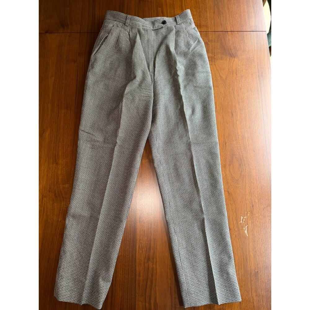 Vintage Conrad C Collection Women's High-Waisted Houndstooth Pants - Size 4